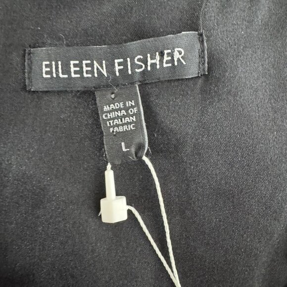 Eileen Fisher Ponte Dress Large Black Sleeveless Leather Trim NWT‎ DR-1730 - Picture 8 of 12